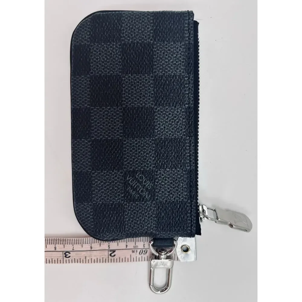 Louis Vuitton Damier Graphite Key Cles SHW Pouch Coin Charm Black Gray Authentic